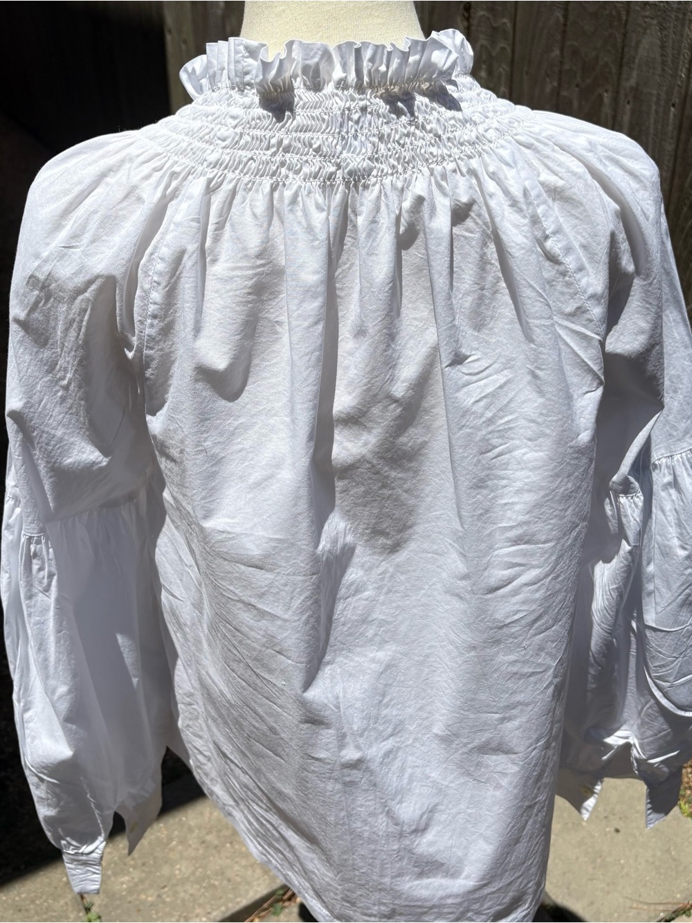 GAP White Ruffled Neck Button-Down Blouse - Picture 7 of 8
